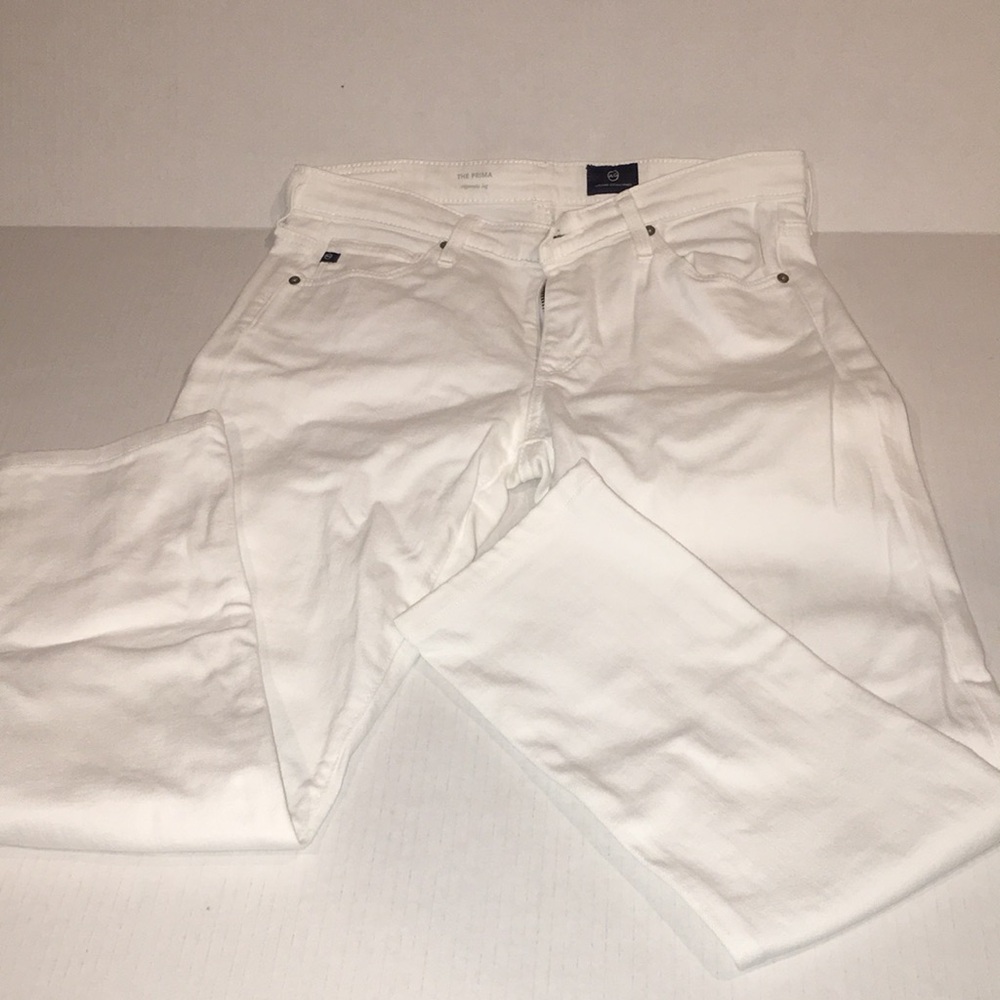 AG White Denim The Prima Cigarette Leg Jeans | Size 26R